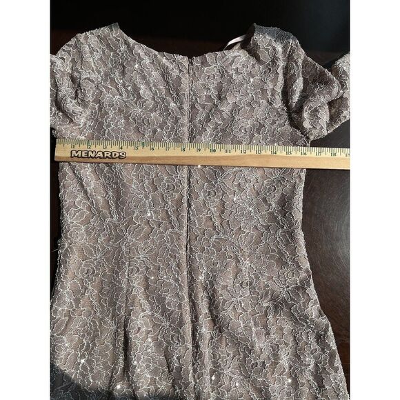 CACHET SEQUINED LACE SHEATH DRESS - Silver/gold Rhinestones Sz 8 Sparkle Shimmer - Picture 9 of 10